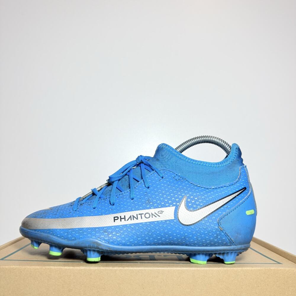 Nike Phantom GT Academy Kids Youth 5.5Y Soccer Cleats Blue Silver Multi Ground